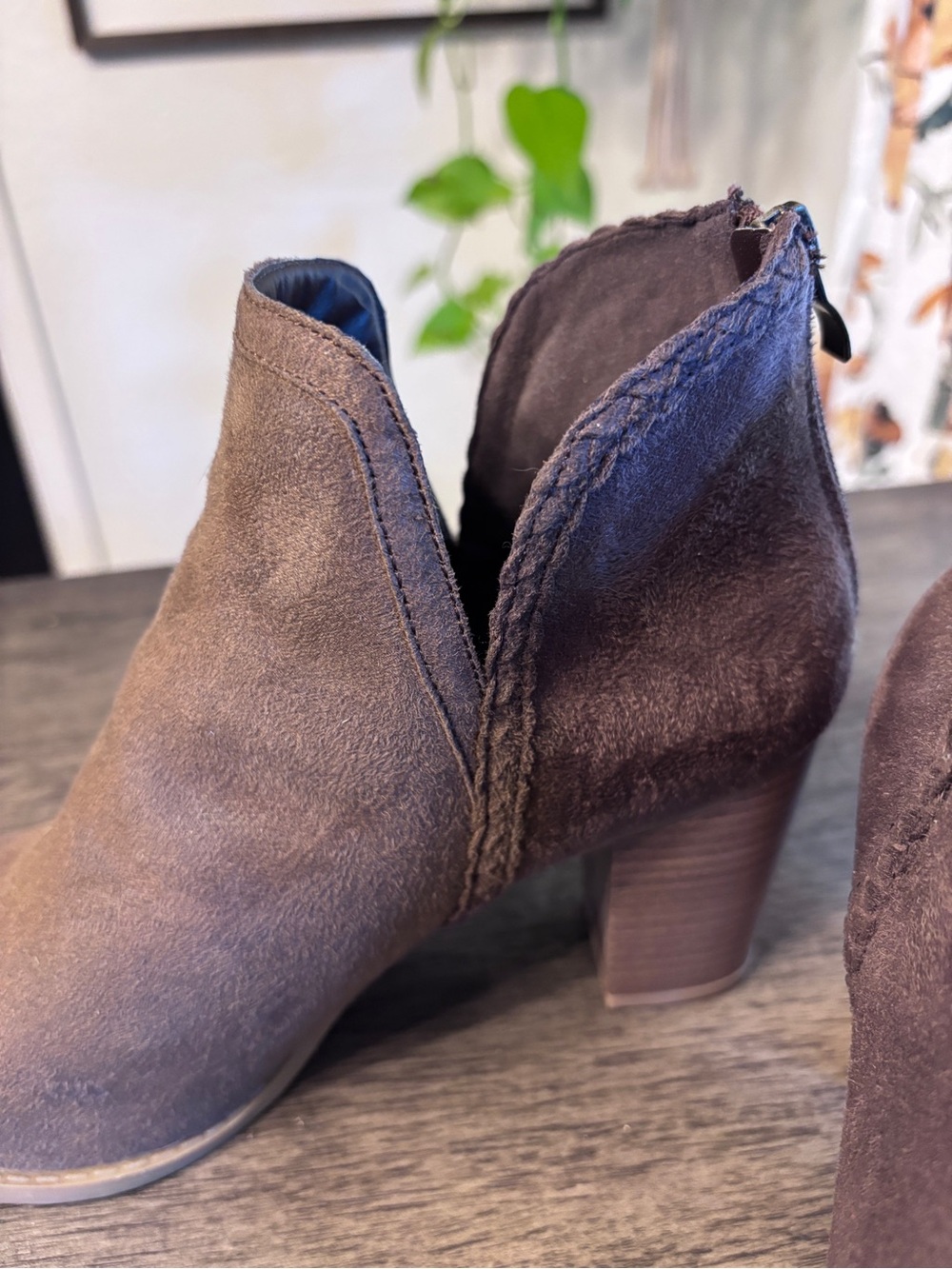 Maurices Brown Faux Suede Pointed Ankle Booties - Picture 3 of 9